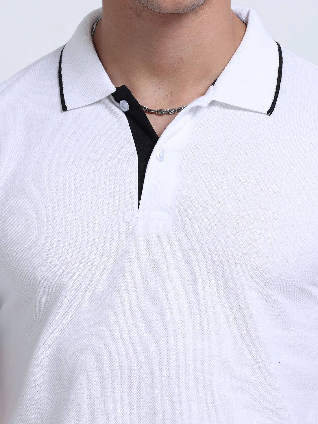 Titan Polo Tshirts - White with Black Tipping - Image 6