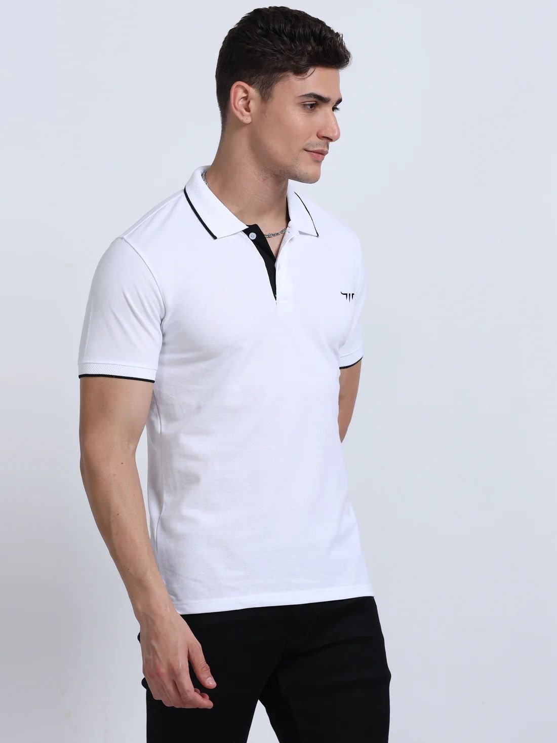 Titan Polo Tshirts - White with Black Tipping - Image 4
