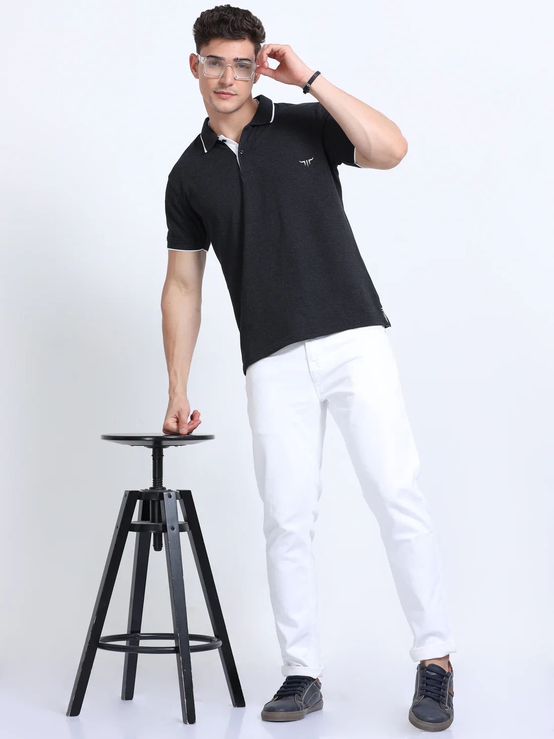 Titan Polo Tshirts – Charcoal with White Tipping