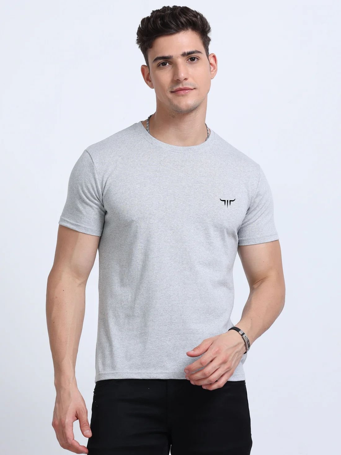 Titan Round Neck Tshirts – Grey Melange