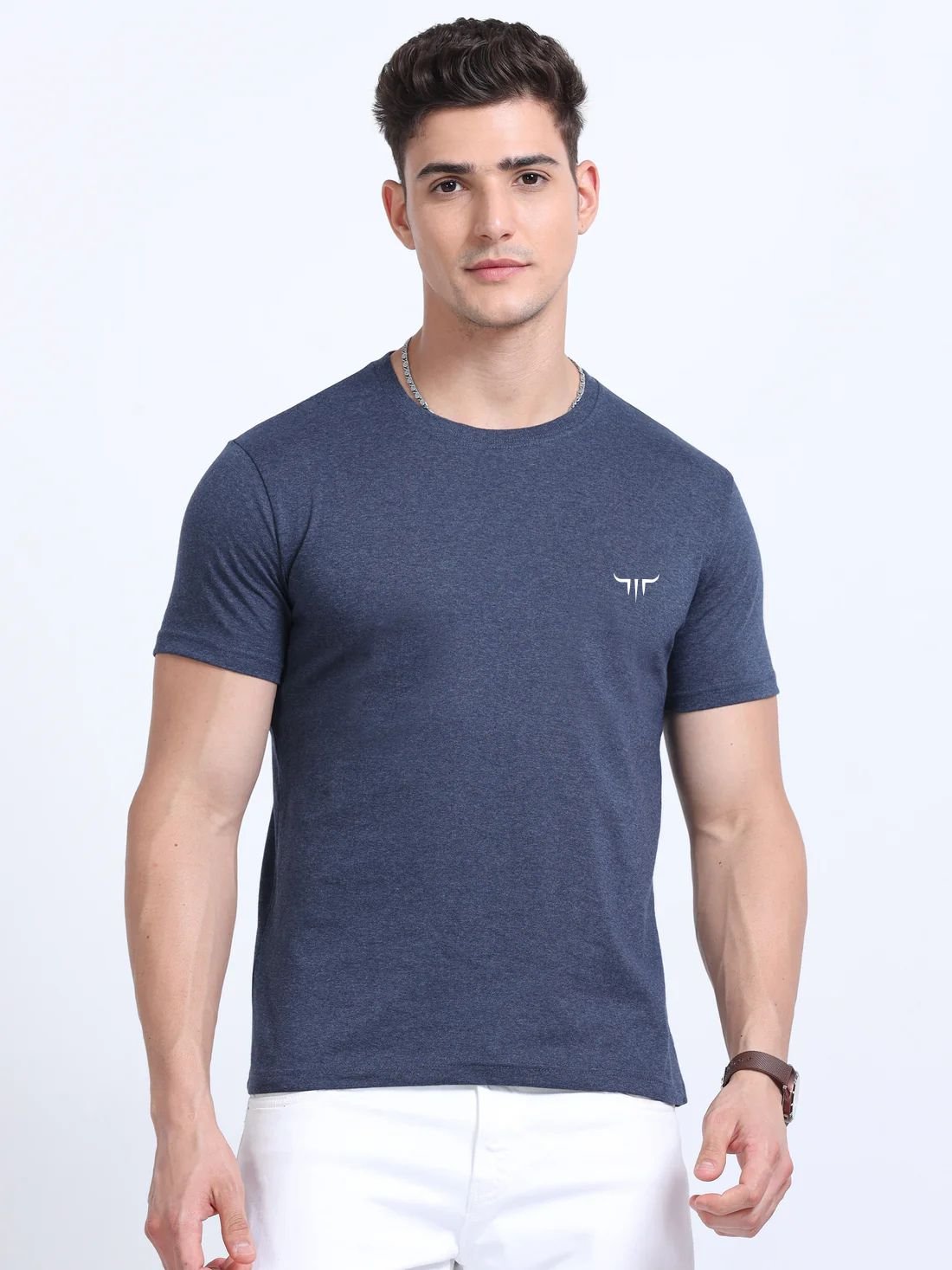 Titan Round Neck Tshirts – Navy Melange