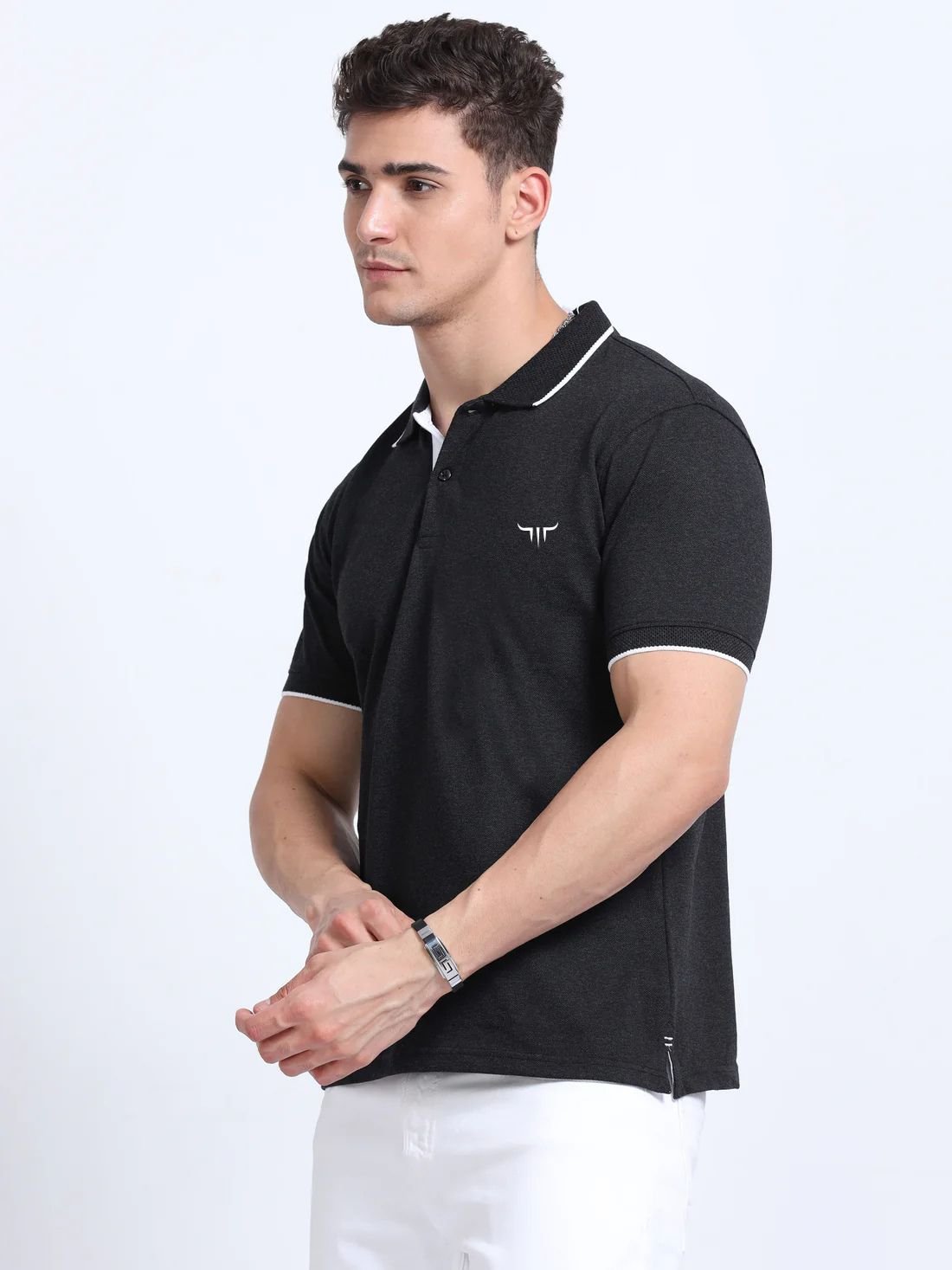 Titan Polo Tshirts – Charcoal with White Tipping