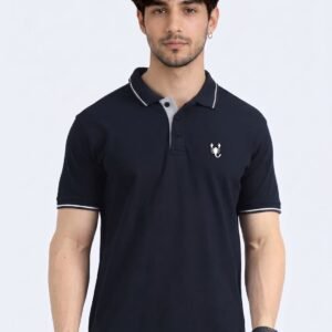 Wearock Sting - Navy Blue White Tipping Polo T-Shirt