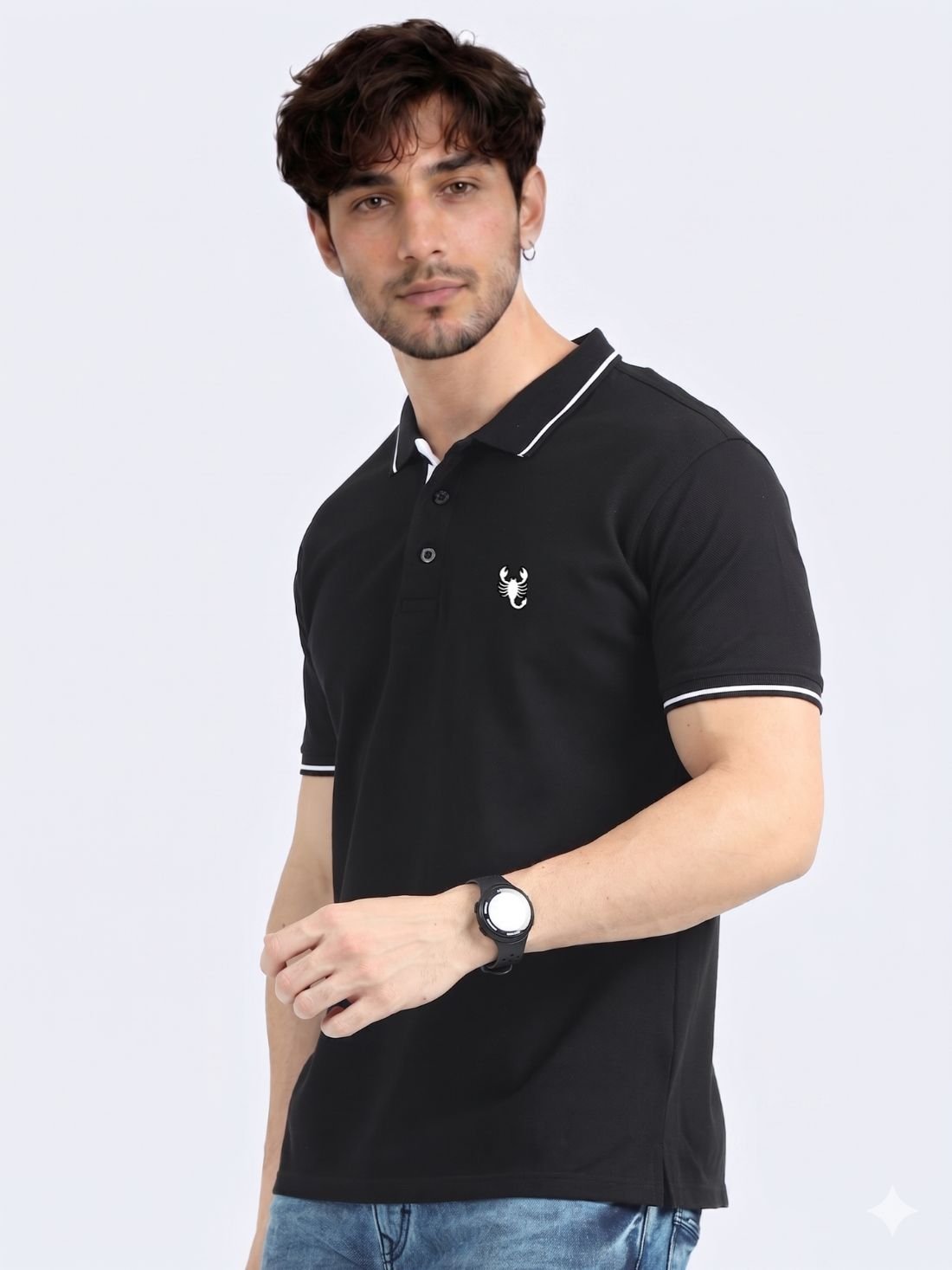 Wearock Sting – Black White Tipping Polo T-Shirt