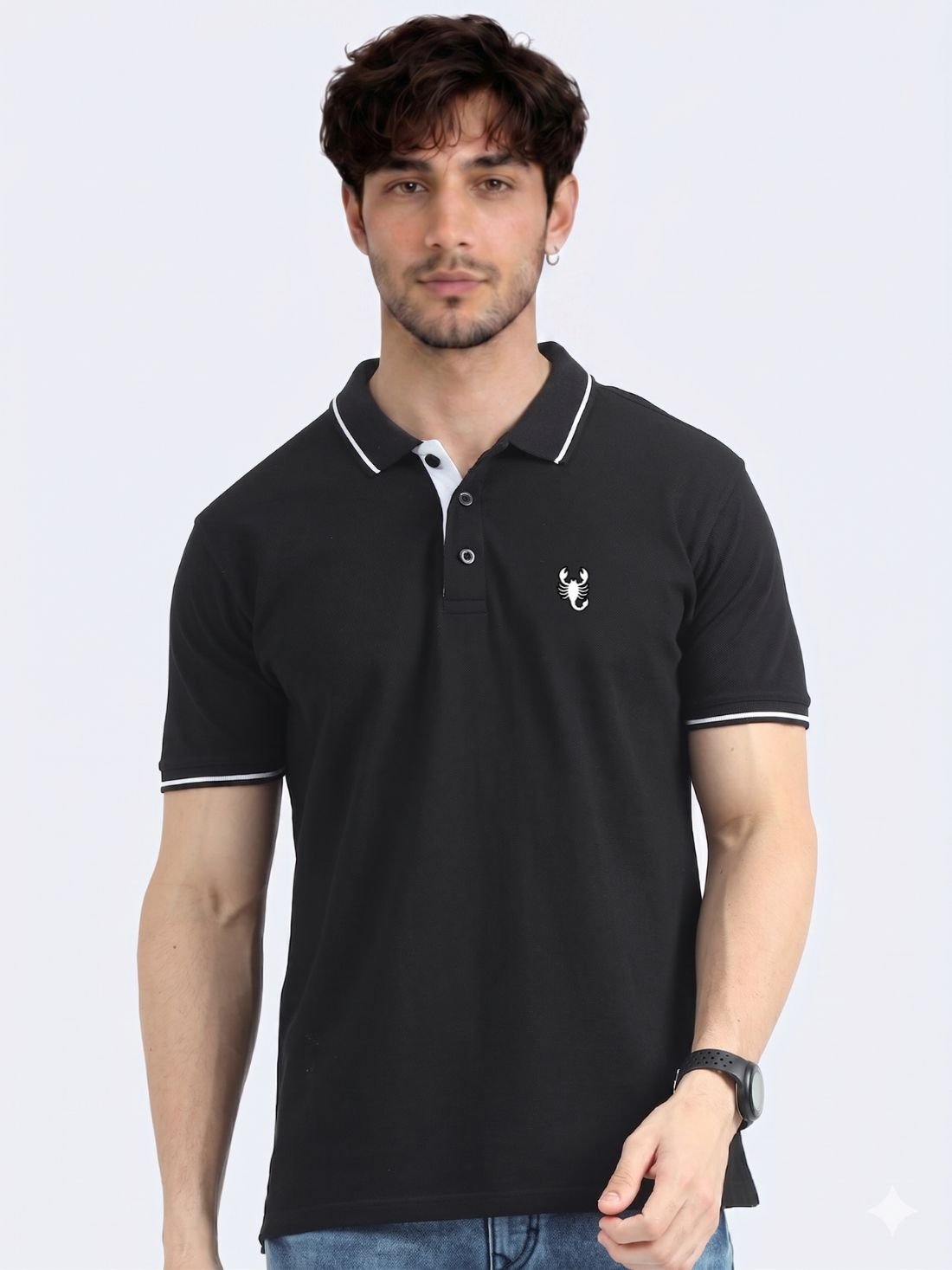 Wearock Sting – Black White Tipping Polo T-Shirt