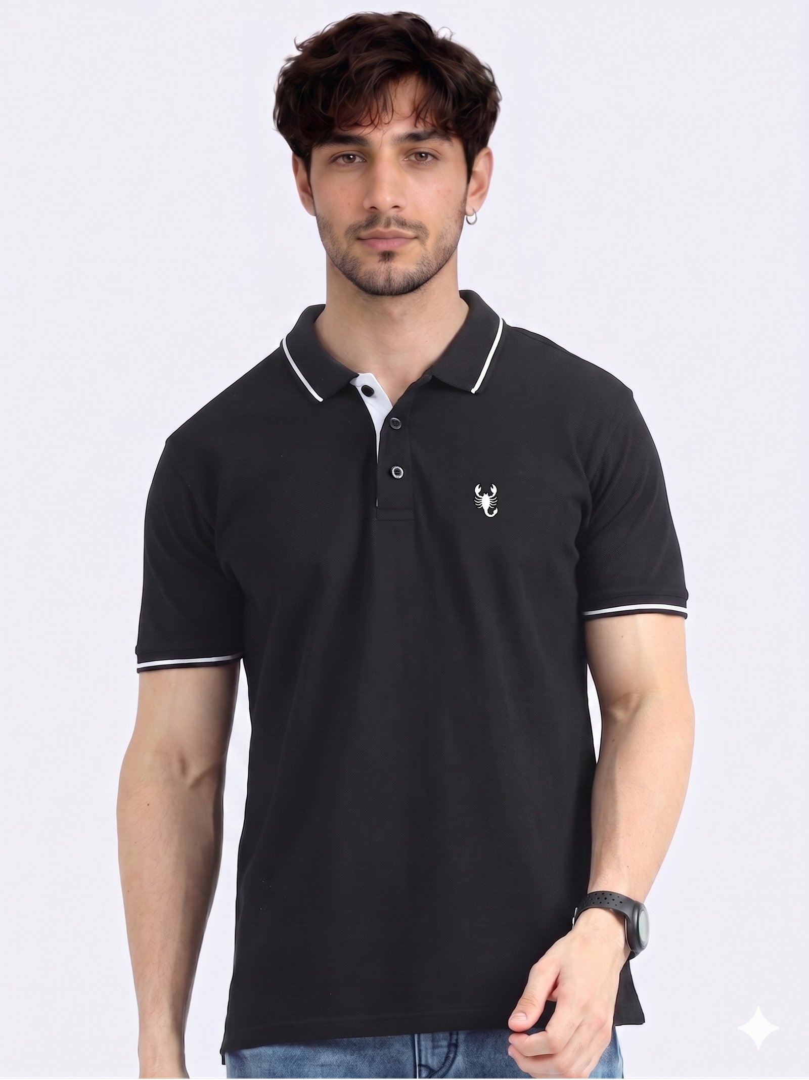 Wearock Sting – Black White Tipping Polo T-Shirt