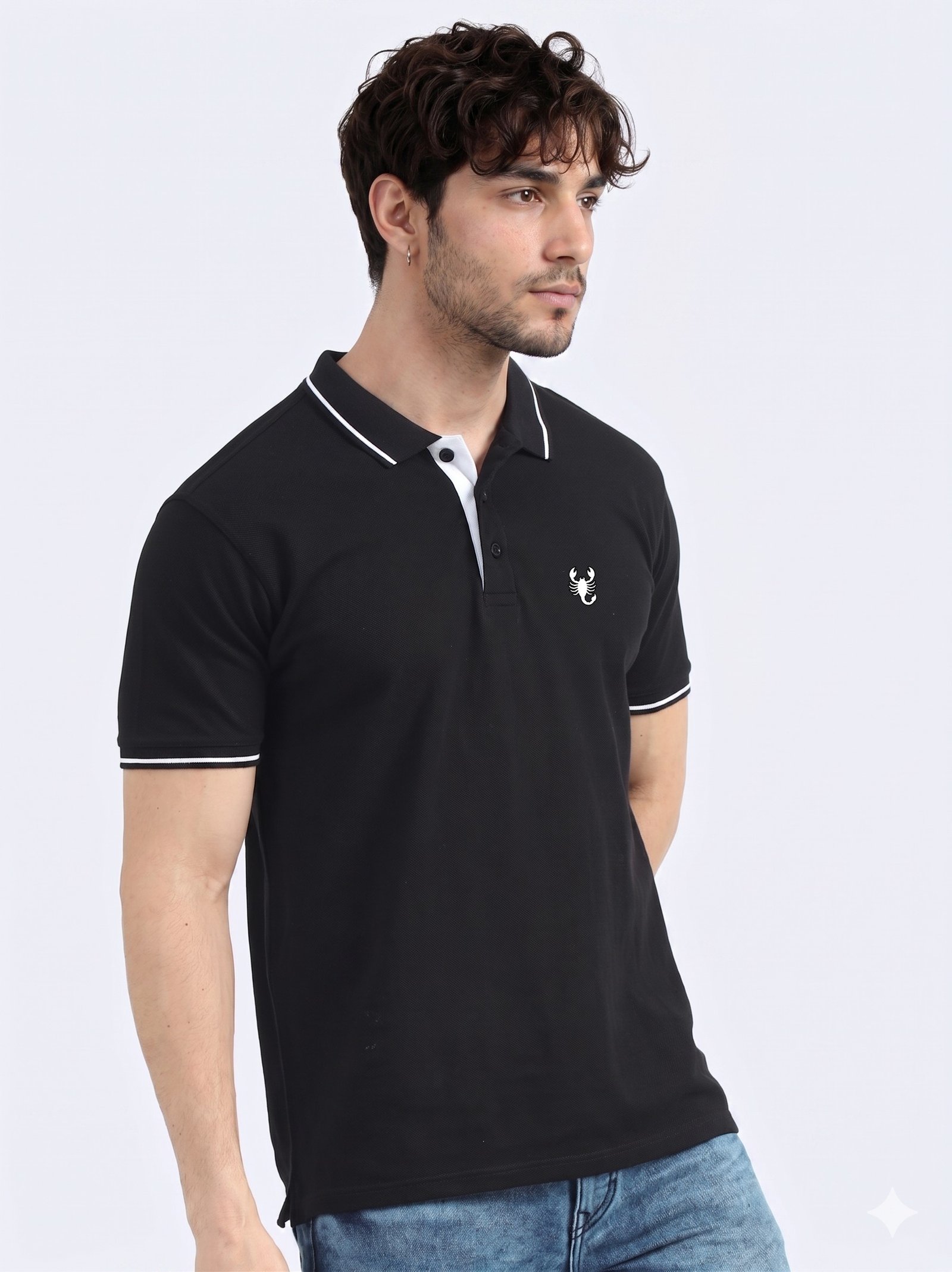 Wearock Sting – Black White Tipping Polo T-Shirt